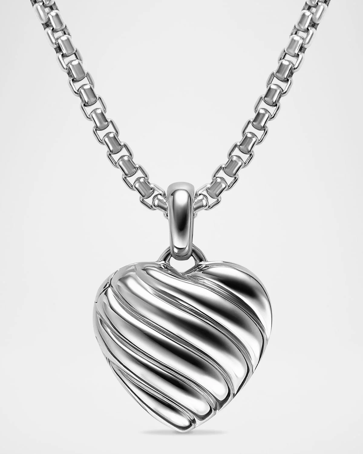 Sculpted Cable Heart Locket in Silver - 1