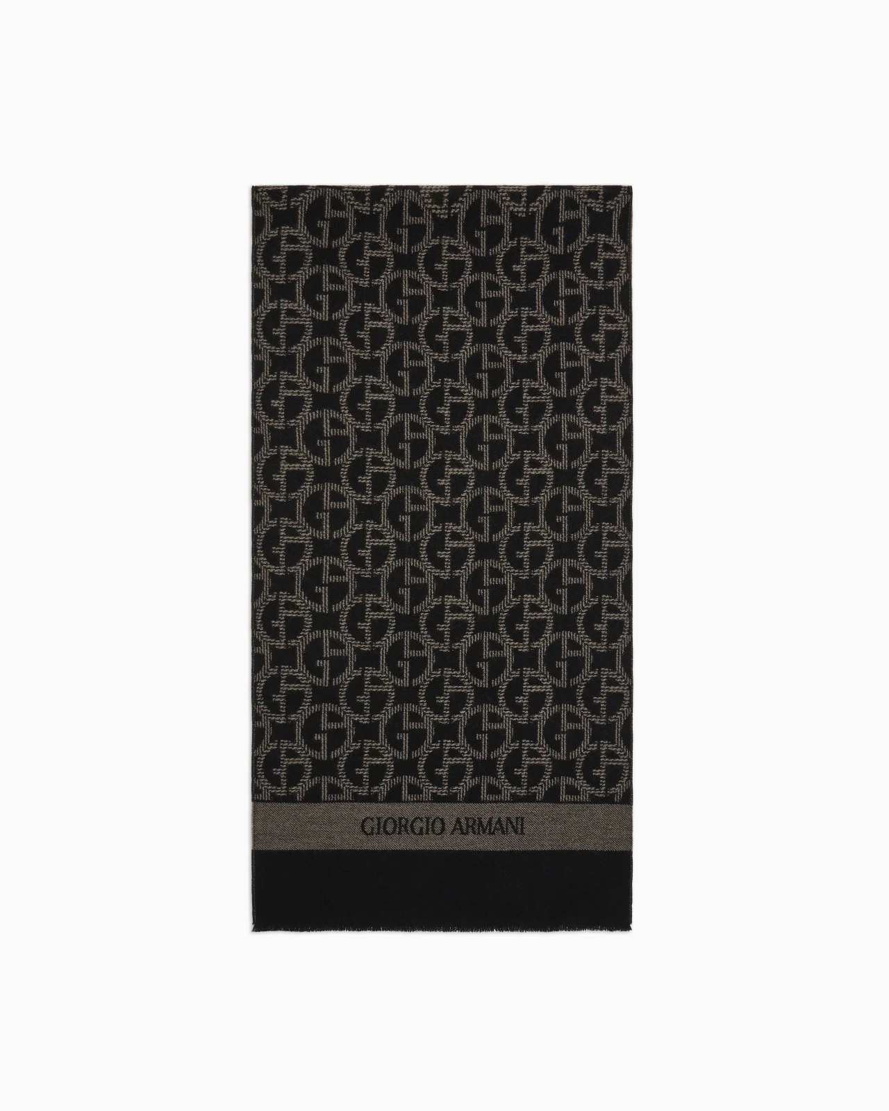 Wool scarf with jacquard monogram - 1