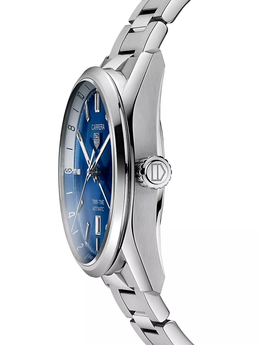 Carrera Stainless Steel & Blue Dial Automatic 41MM Bracelet Watch - 4