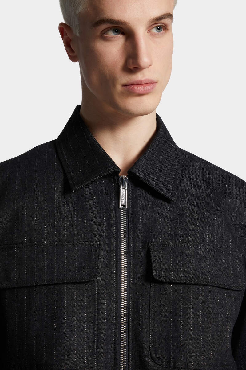 DENIM PINSTRIPE BLOUSON - 5