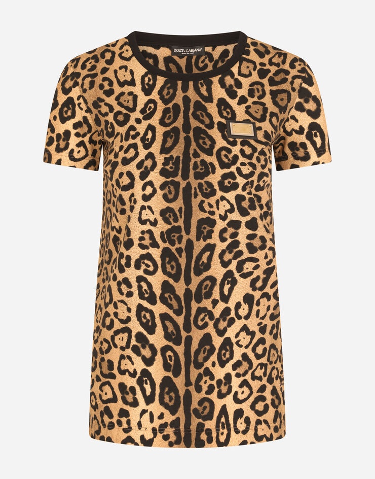 Short-sleeved leopard-print jersey T-shirt - 3