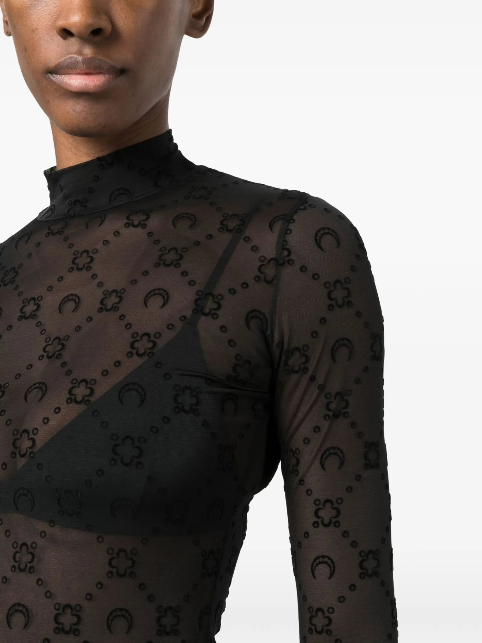Marine Serre Moonogram-flocked Mesh Top - 3