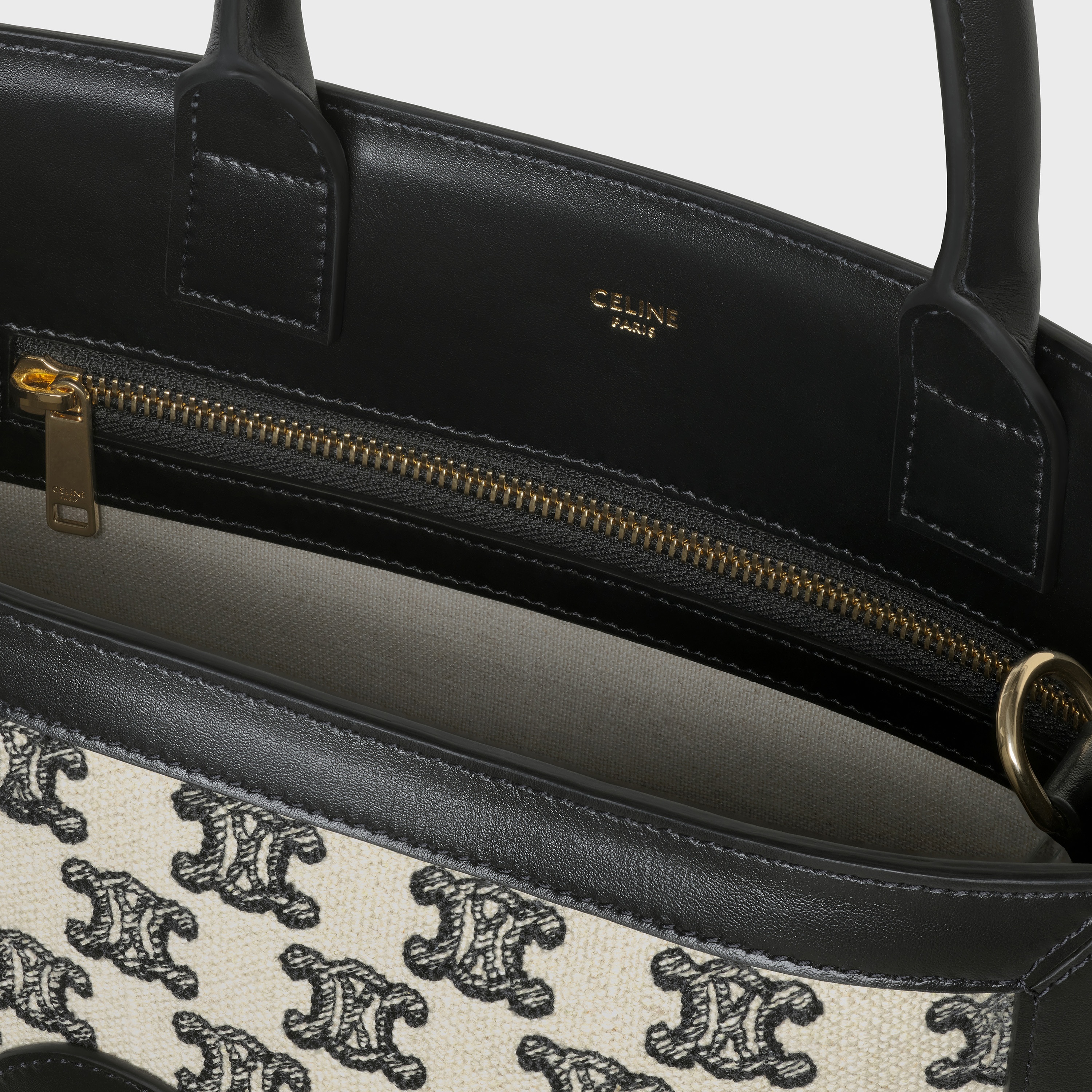Small Cabas Vertical in Textile with Triomphe Embroidery 4