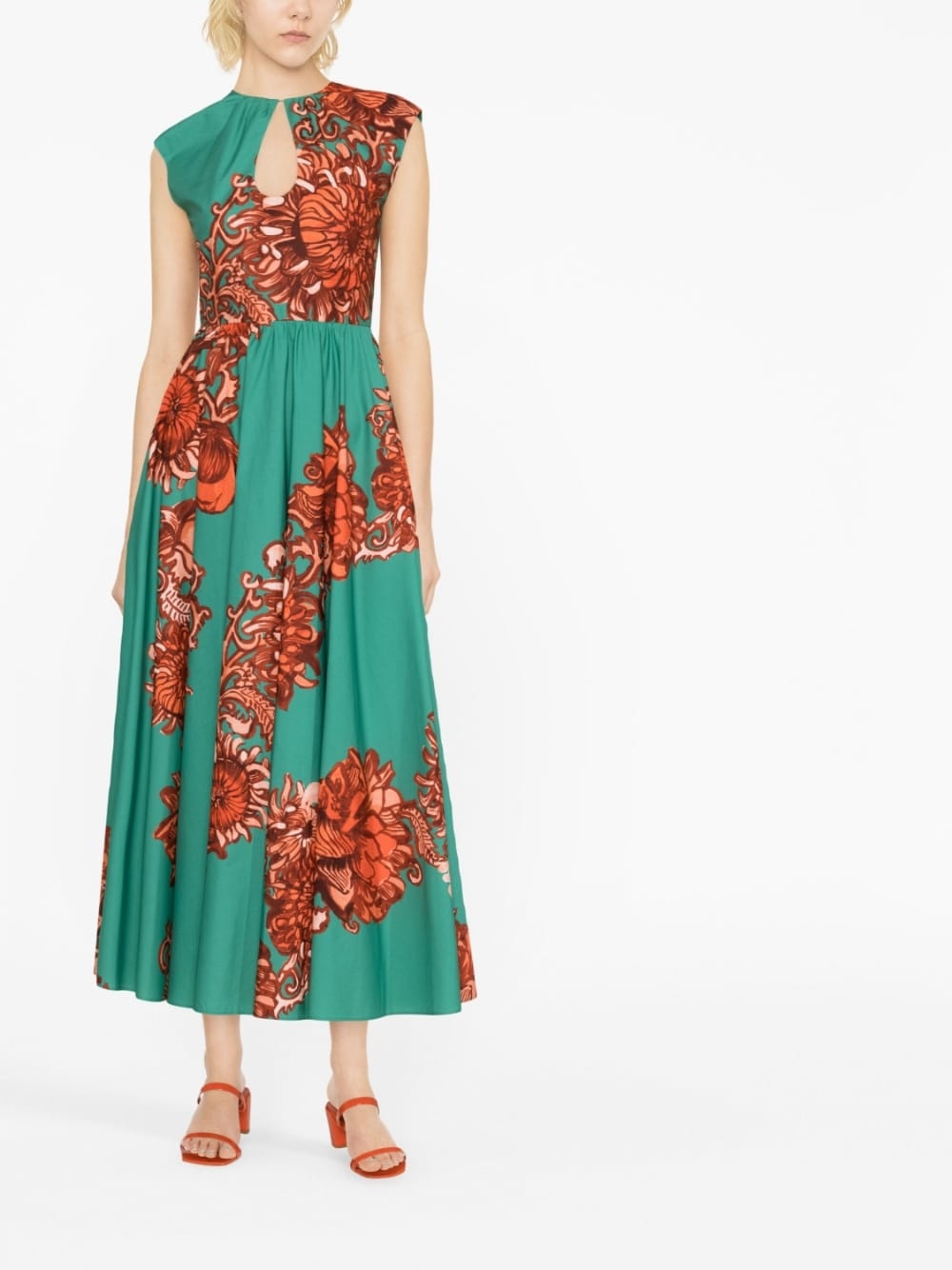 floral-print cut-out dress - 2