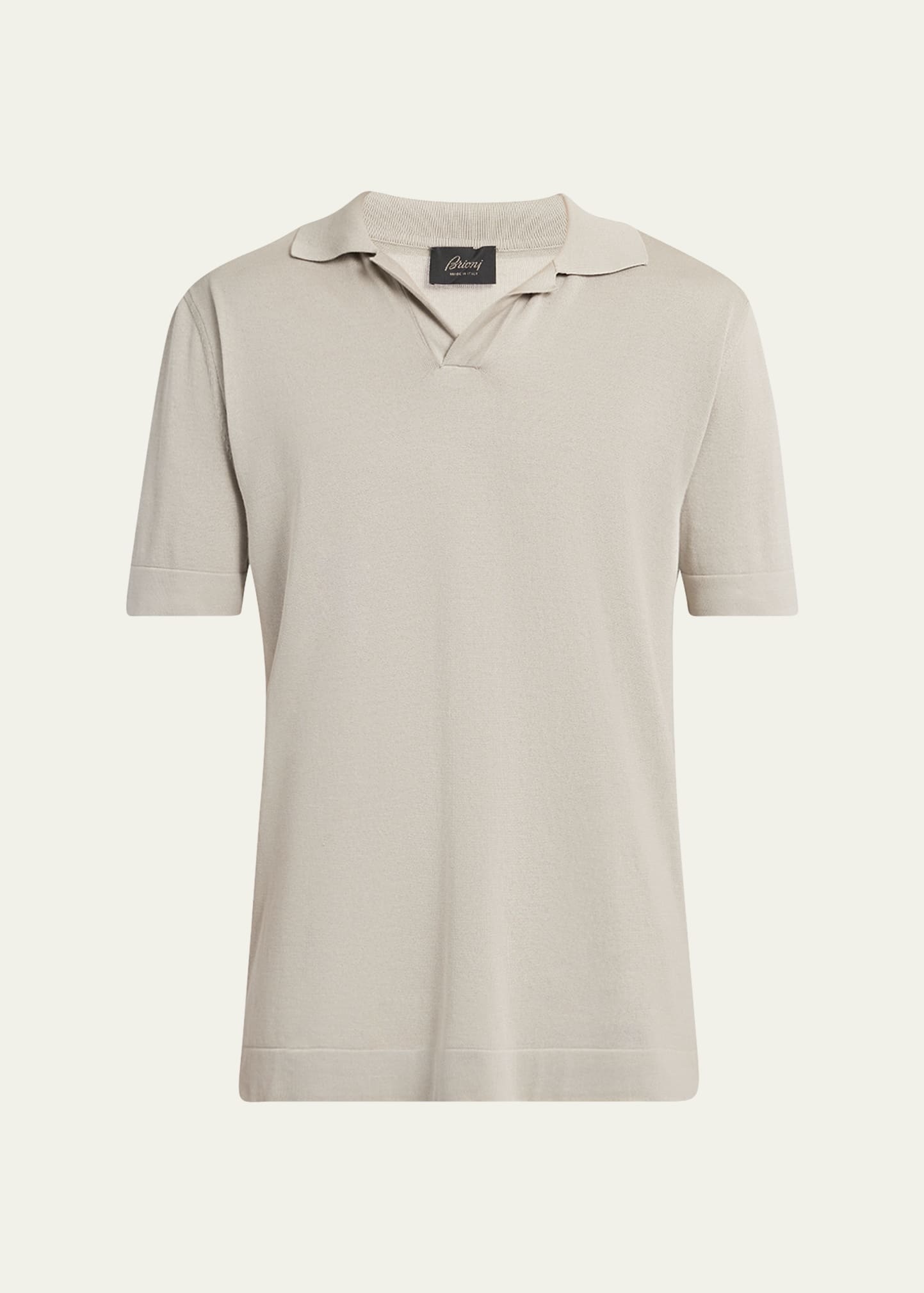 Men's Cotton and Silk Johnny Collar Polo Shirt - 1