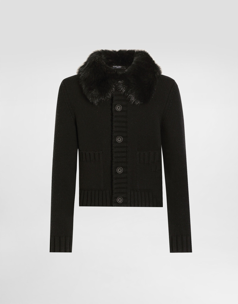 Wool jacket with fur-effect collar 1