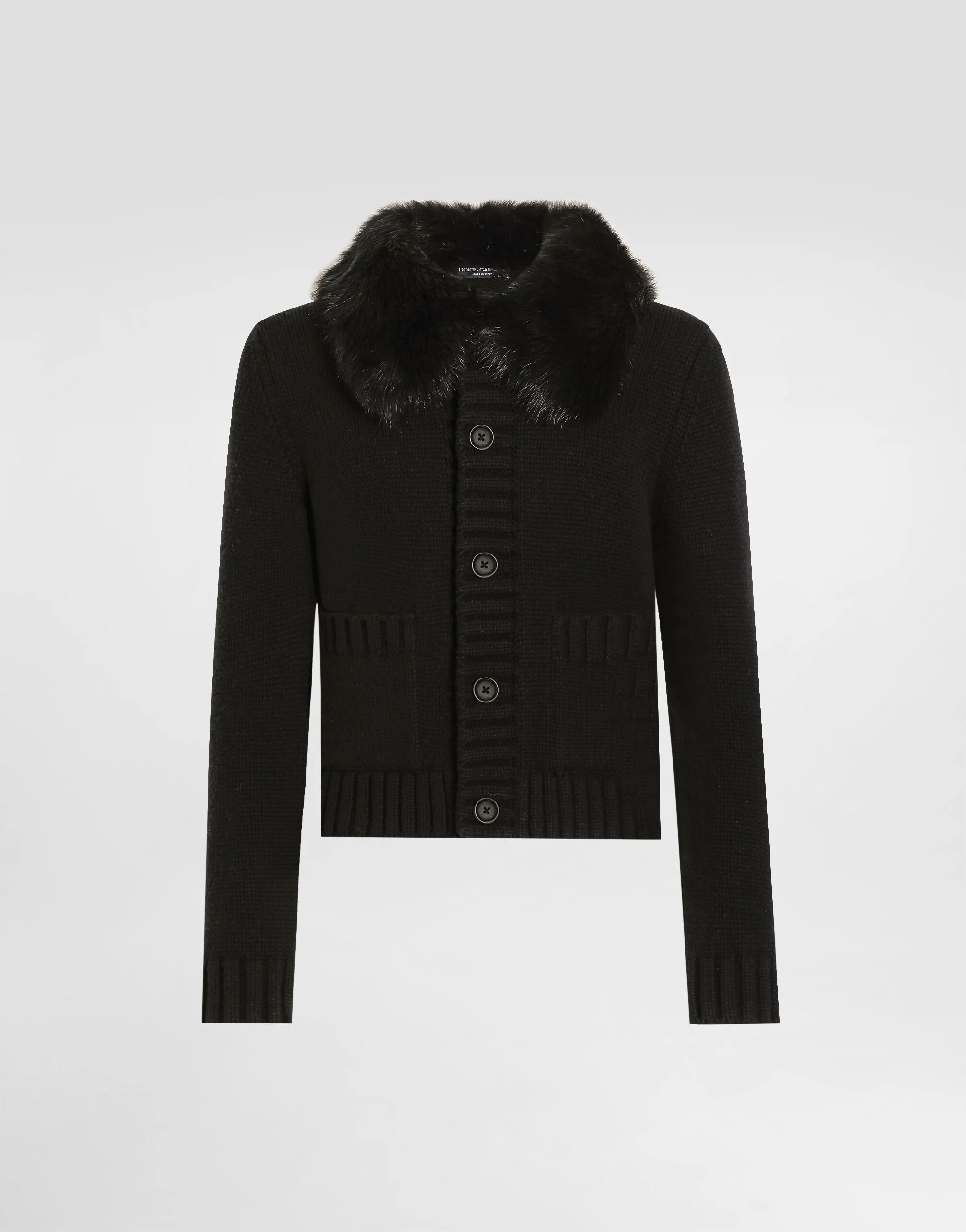 Wool jacket with fur-effect collar - 1