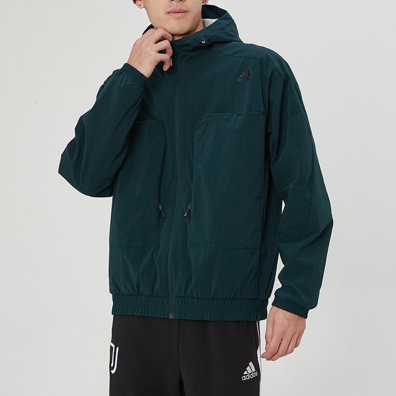 adidas Athleisure Casual Sports hooded Woven Jacket Malachite Green H38401 - 3