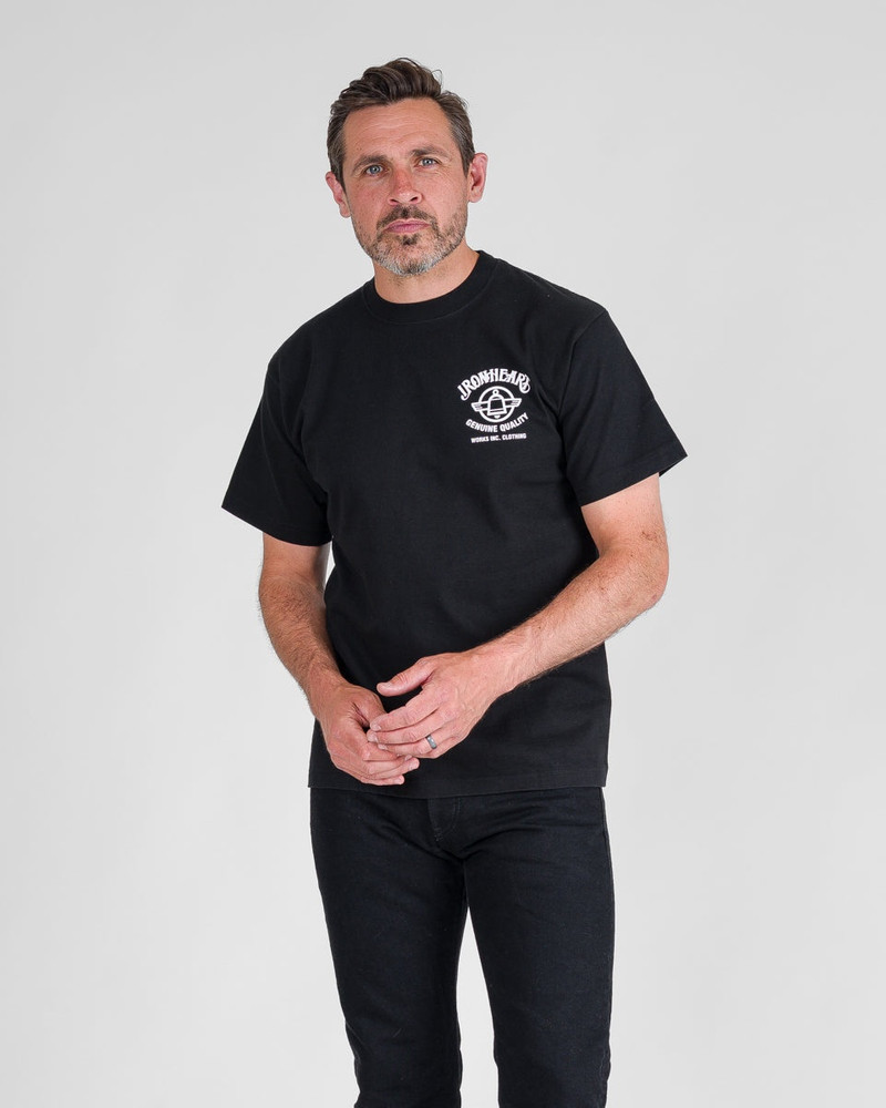 Iron Heart 7.5OZ PRINTED LOOPWHEEL CREW NECK T-SHIRT - BLACK outlook