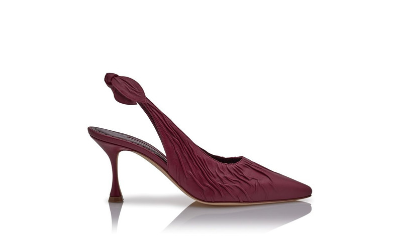 Dark Red Nappa Leather Slingback Pumps 1