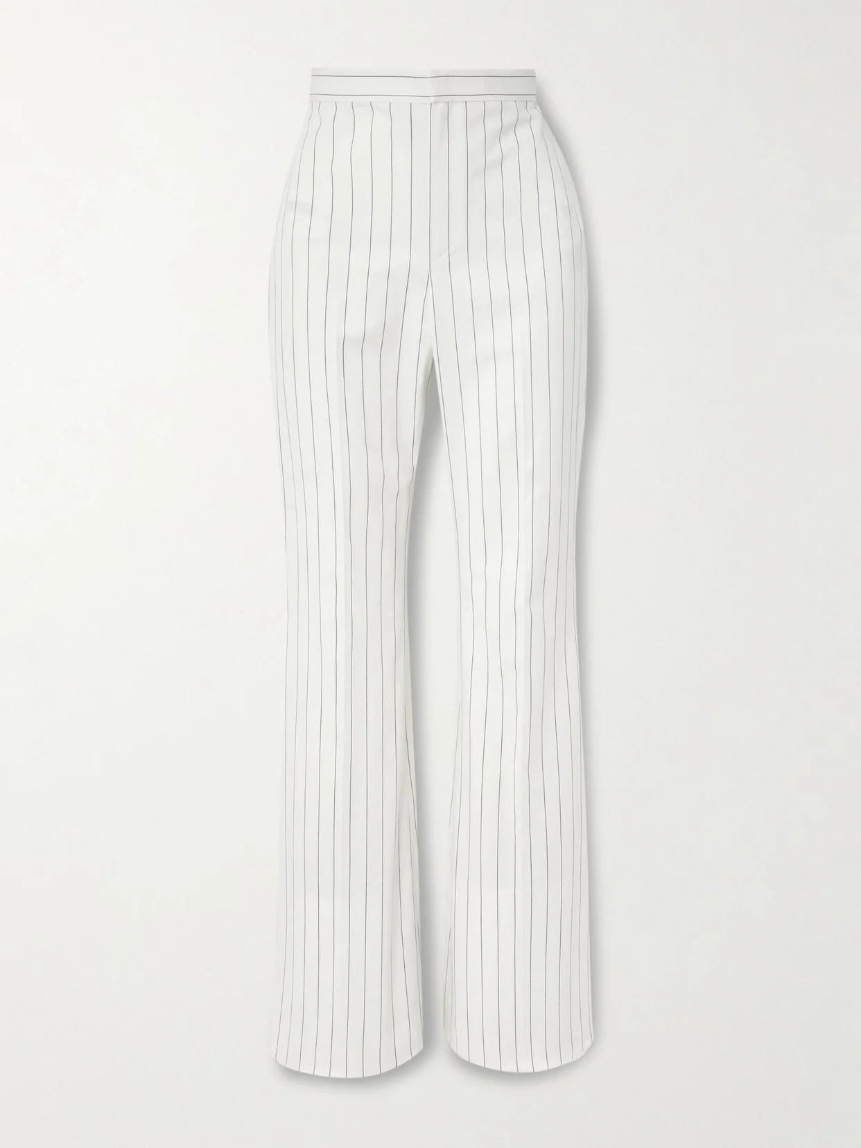 Neeva Pinstriped Cotton, Linen And Wool-blend Flared Pants - 1