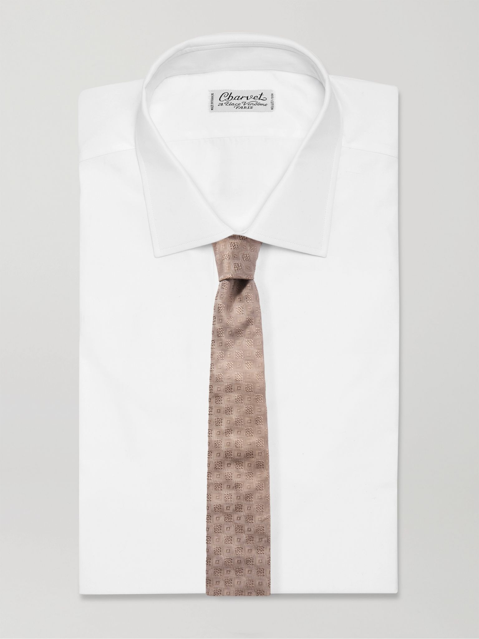 7.5cm Silk-Jacquard Tie Brown - 2