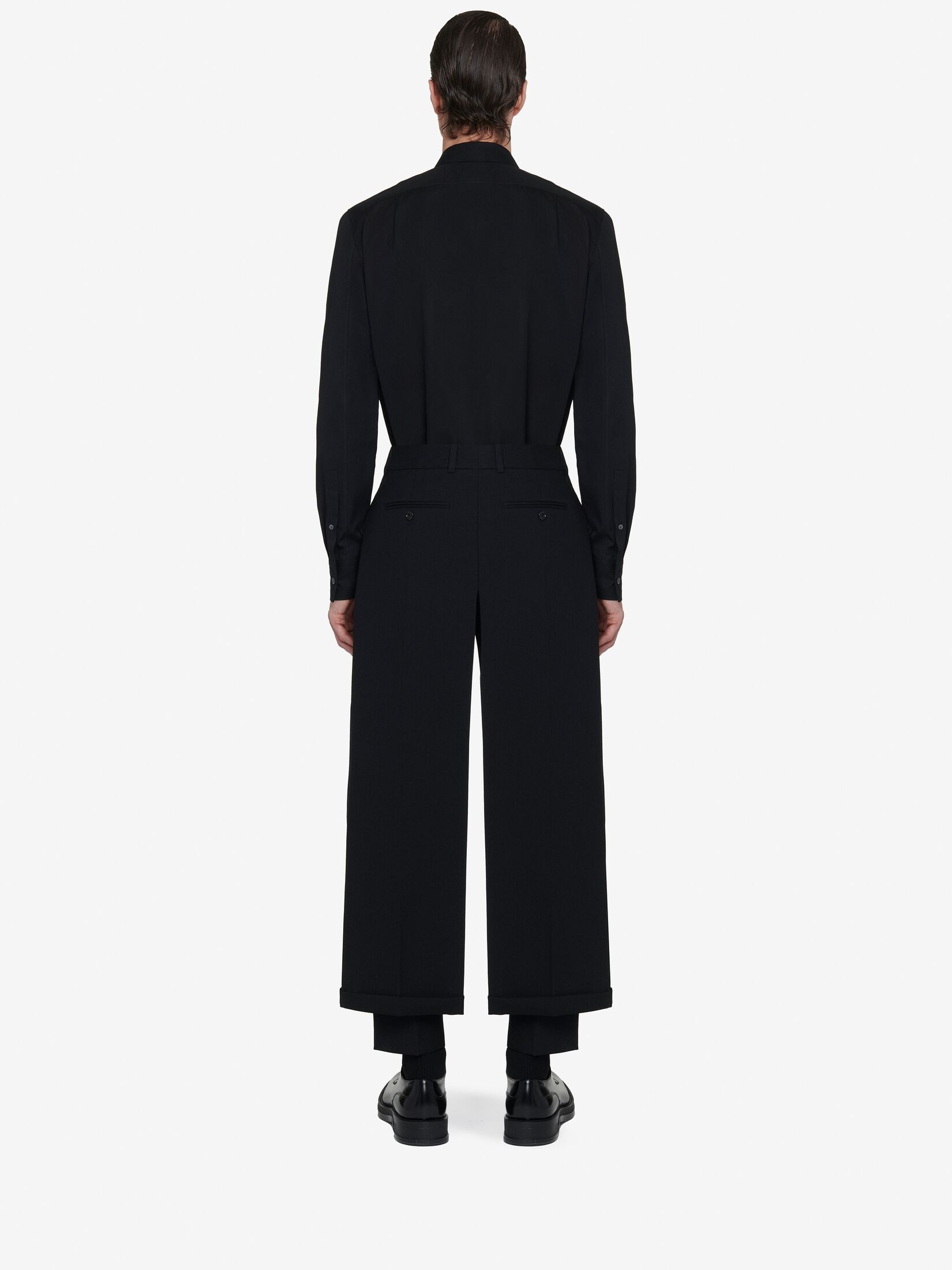 Men's Slashed Tailored Trousers in Black - 4