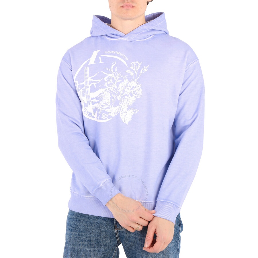 Emporio Armani Purple Graphic Print Hooded Sweatshirt - 3