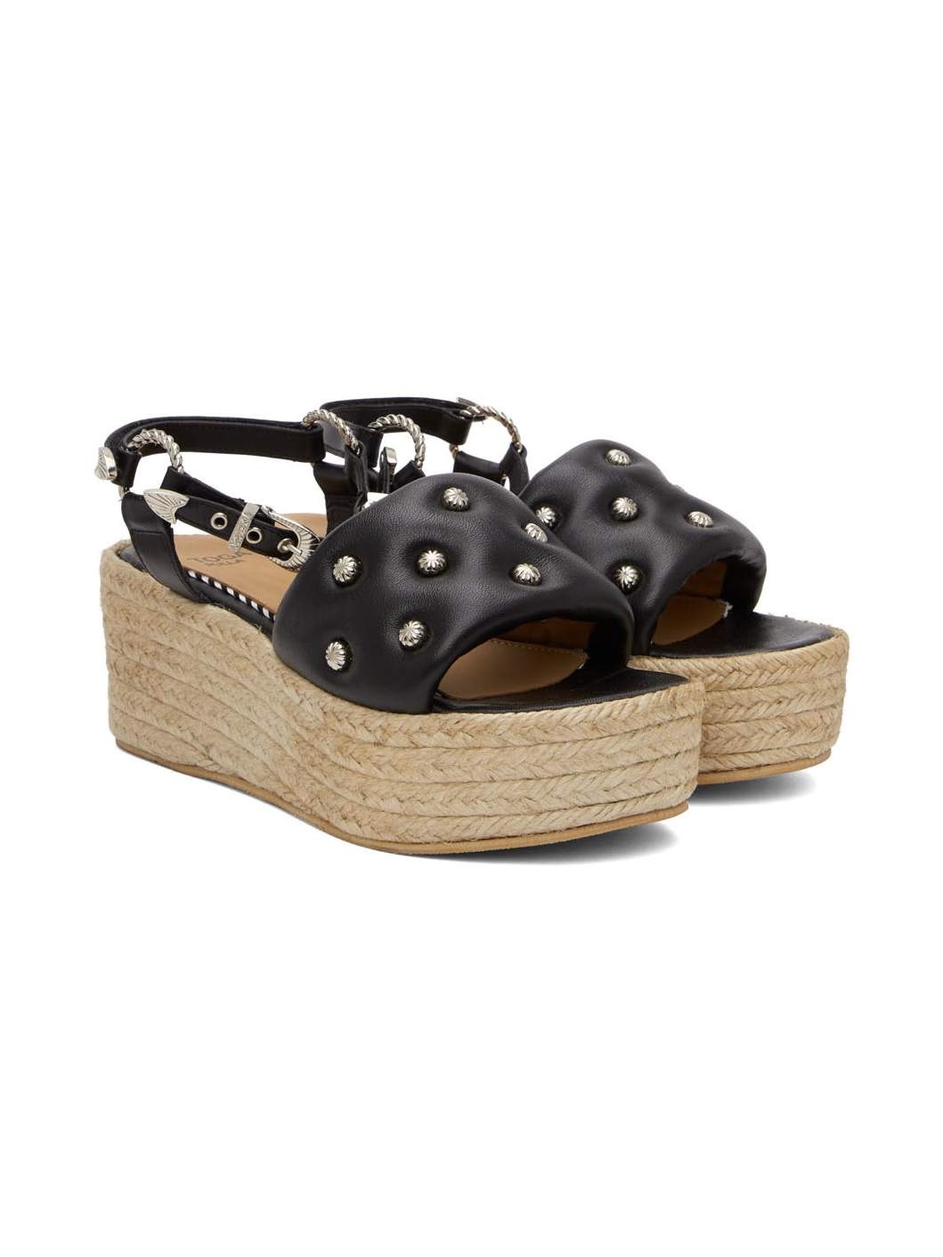 Black Wedge Sandals - 4
