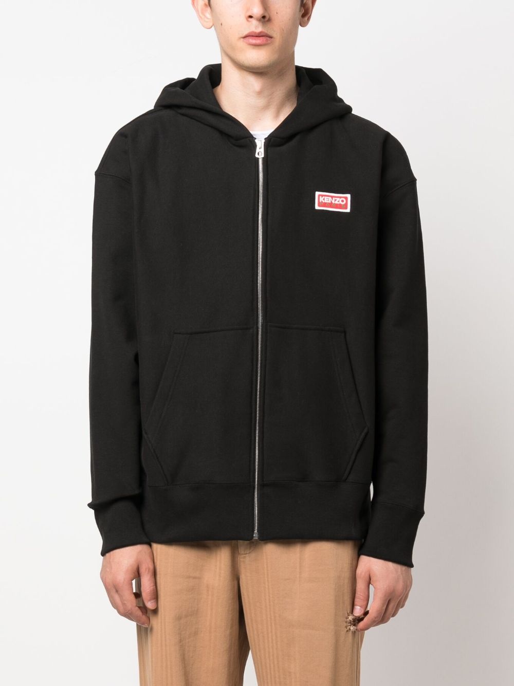 logo-embroidered stretch-cotton hoodie - 3