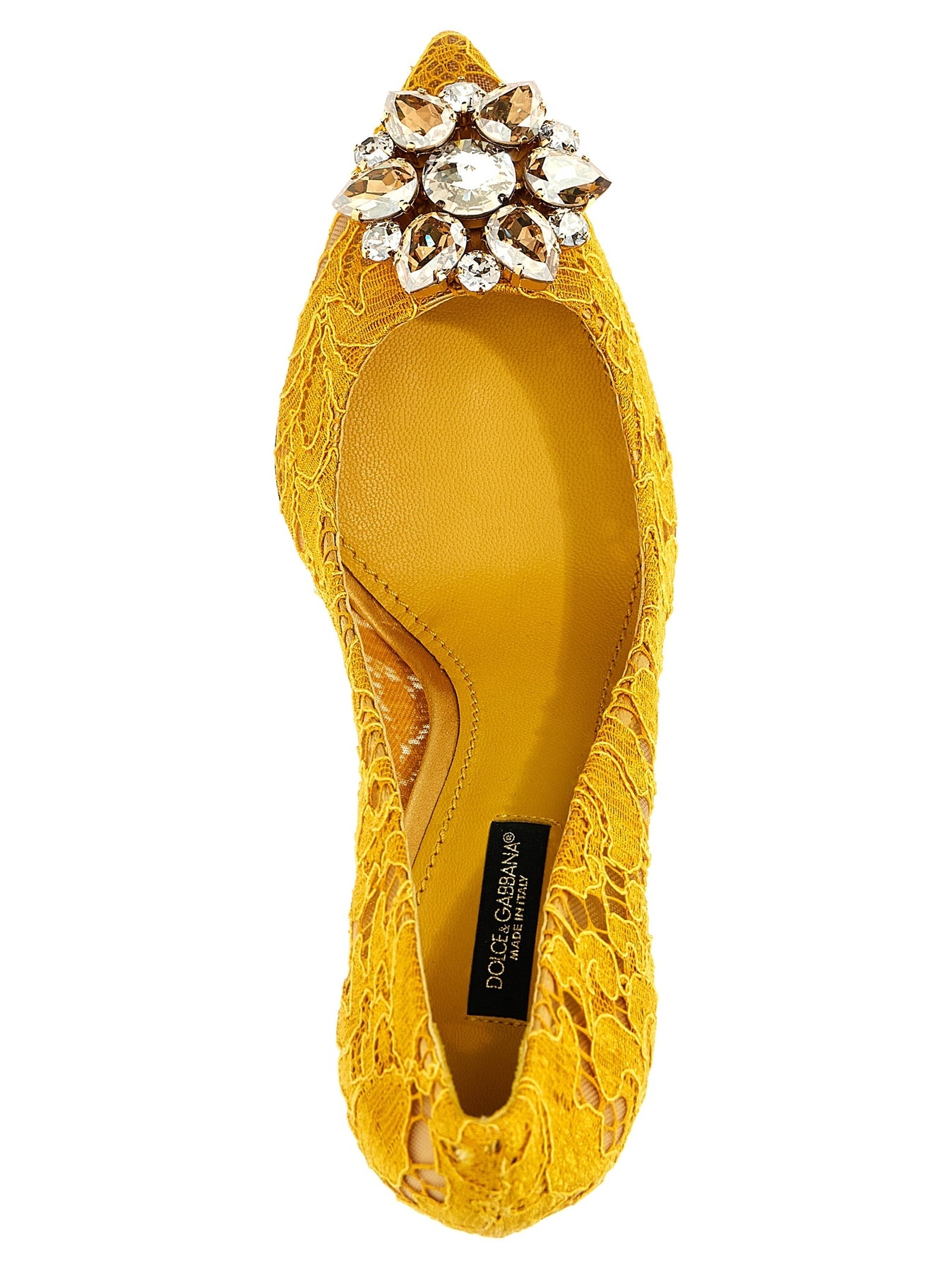 スリッポン DOLCE & GABBANA 'Bellucci' pumps Yellow CD0101AL198 DOLCE&GABBANA Bellucci crystal-embellished metallic corded