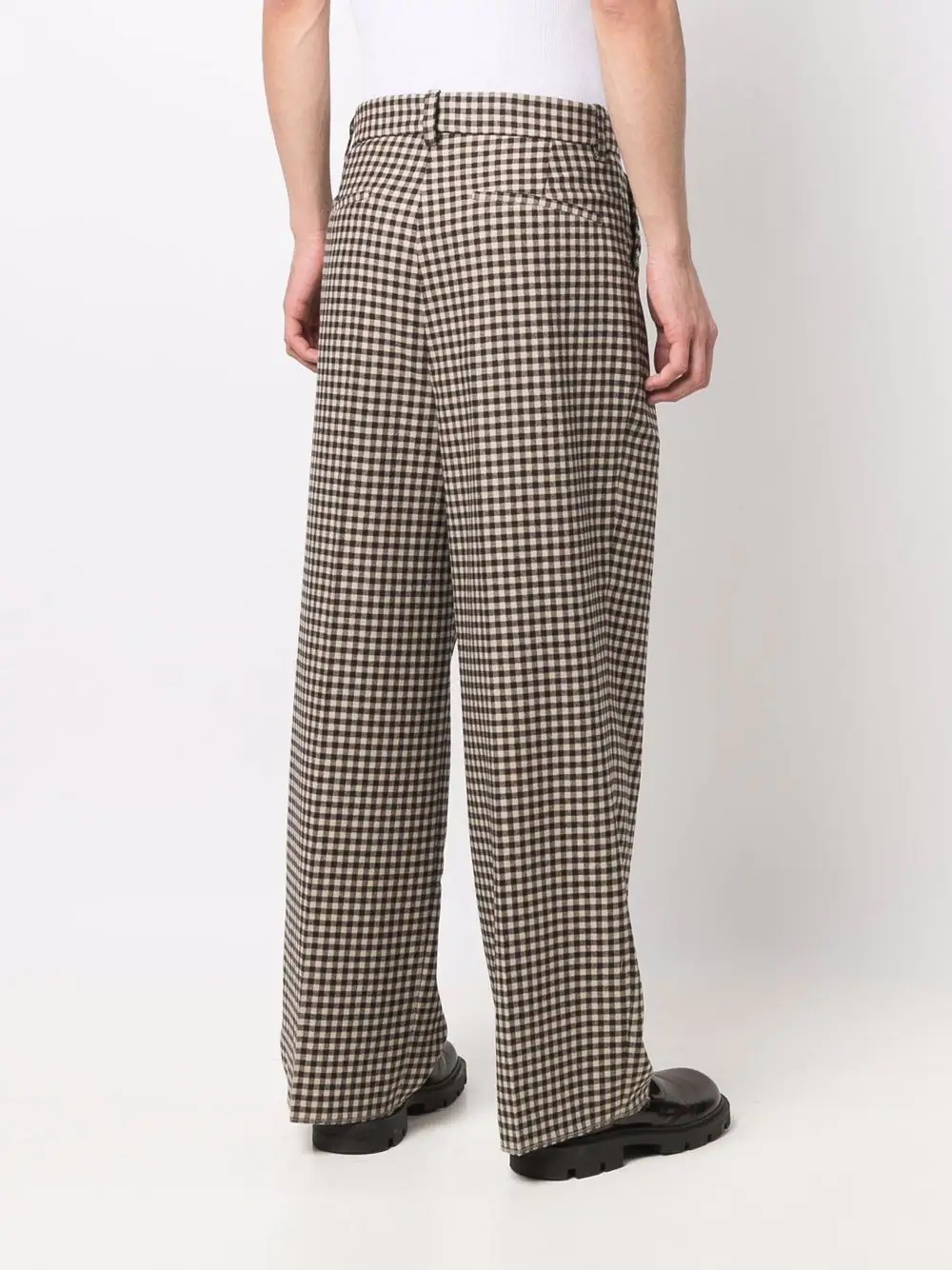 gingham wide-leg trousers - 4