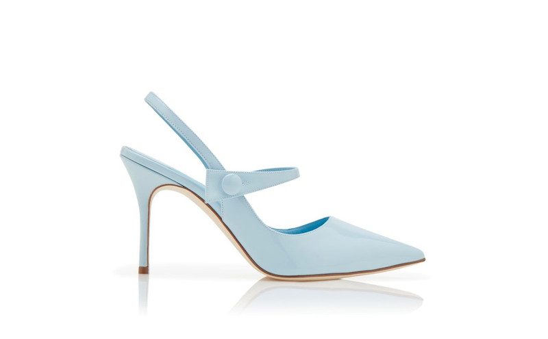Light Blue Patent Leather Slingback Pumps 1