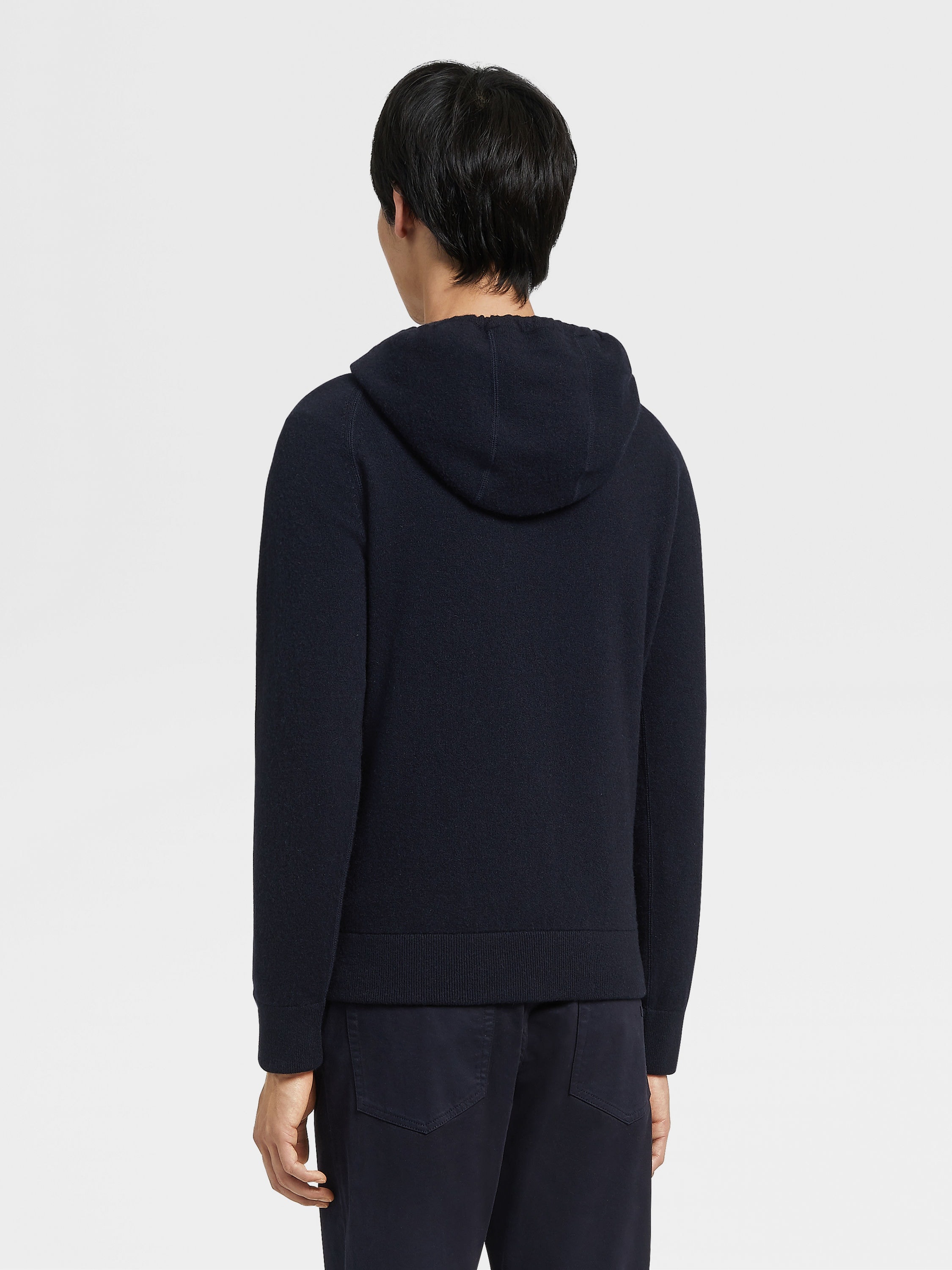 NAVY BLUE OASI CASHMERE HOODIE - 3