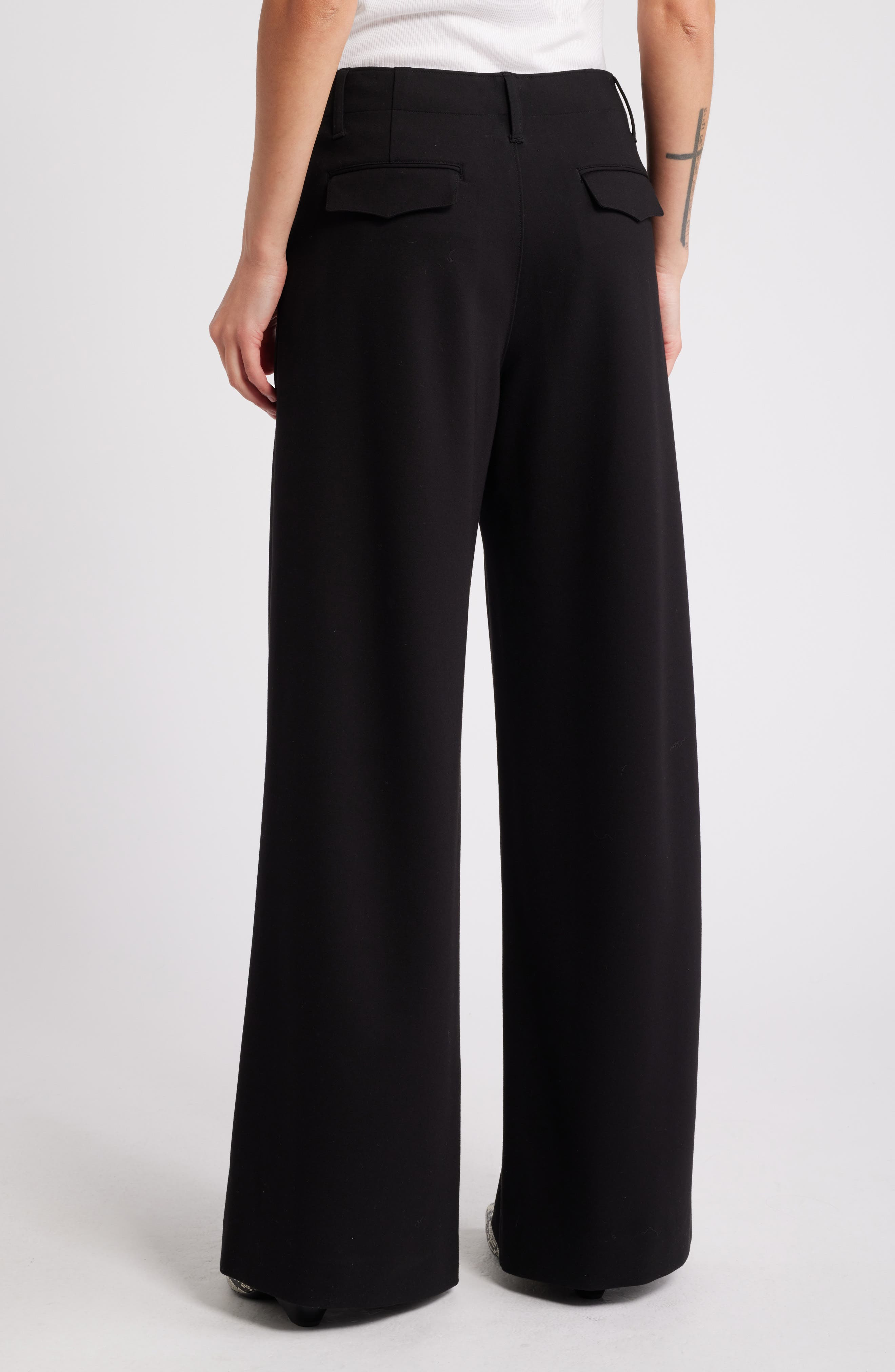 rag & bone Sofie High Waist Wide Leg Ponte Knit Pants in Black at Nordstrom - 2
