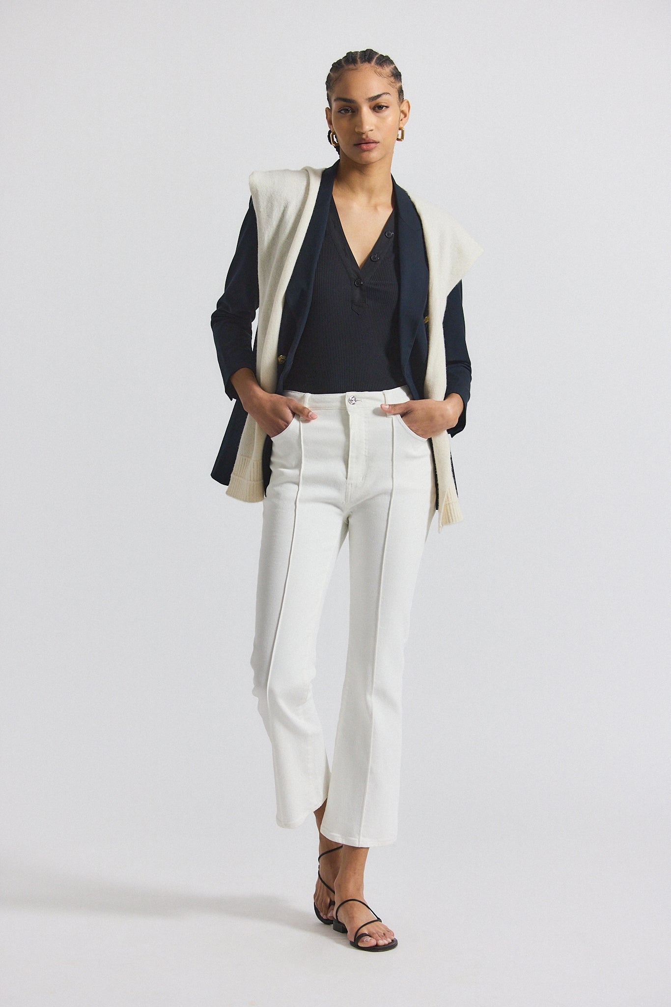 PERCE COMFORT STRETCH CROPPED JEAN WITH PINTUCK - 1