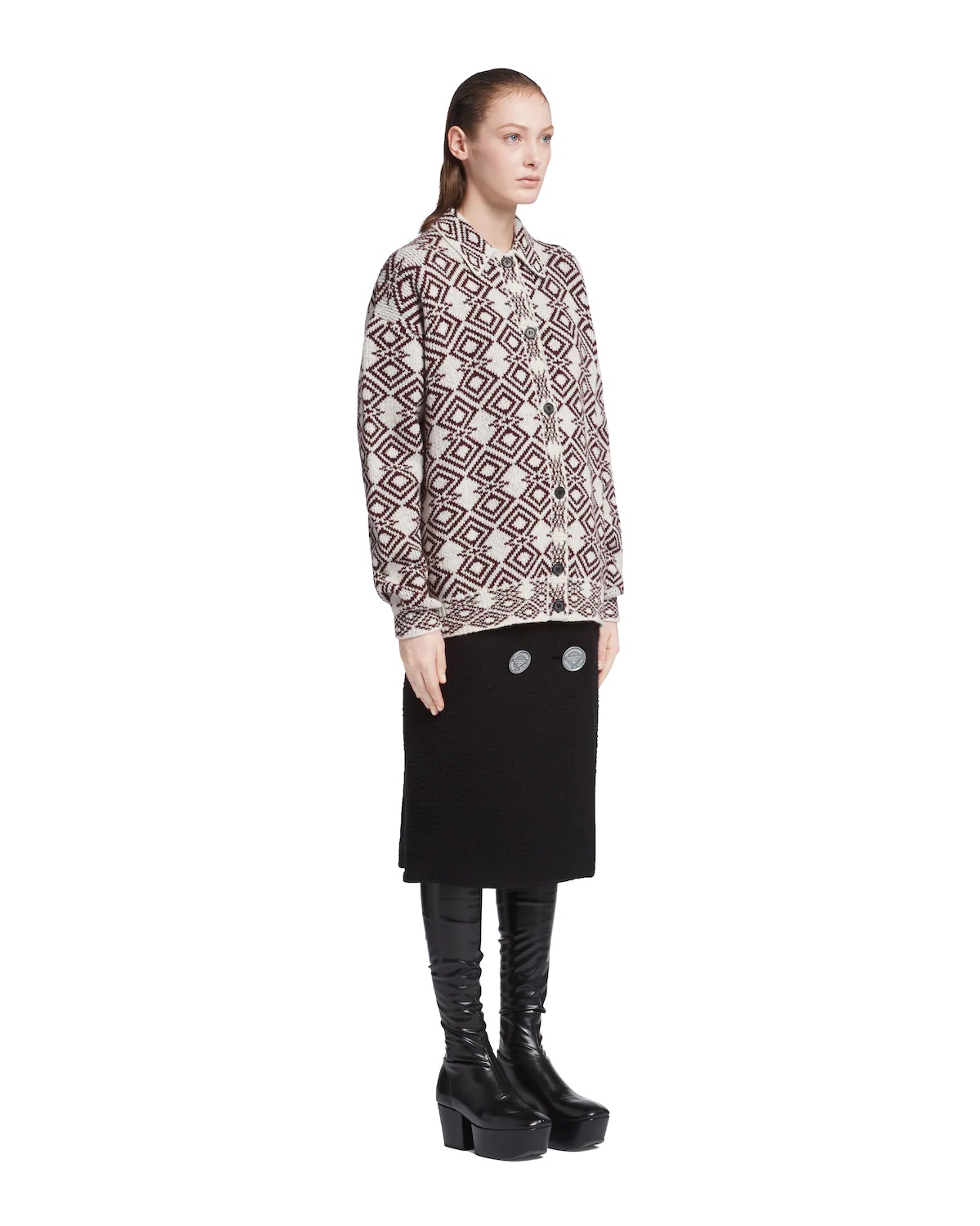 Oversized jacquard Shetland wool cardigan - 3