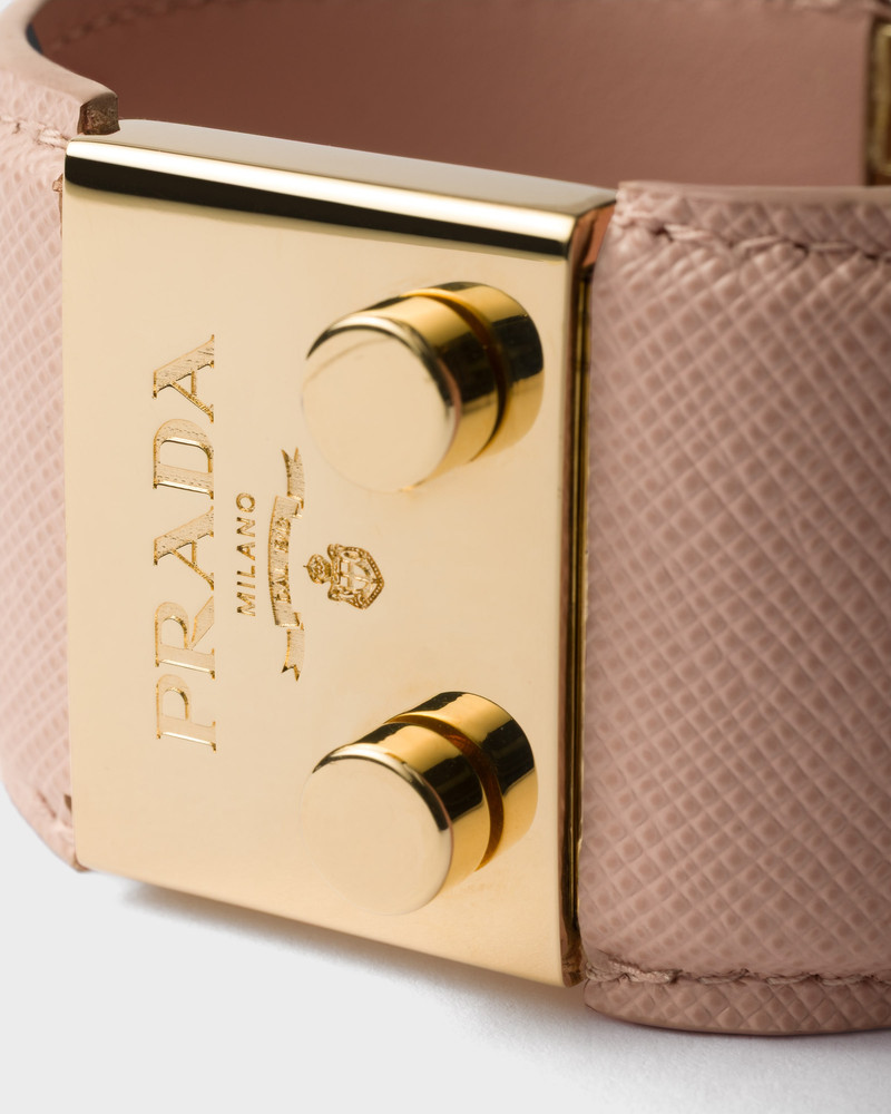 Prada Metal and Saffiano leather bracelet outlook