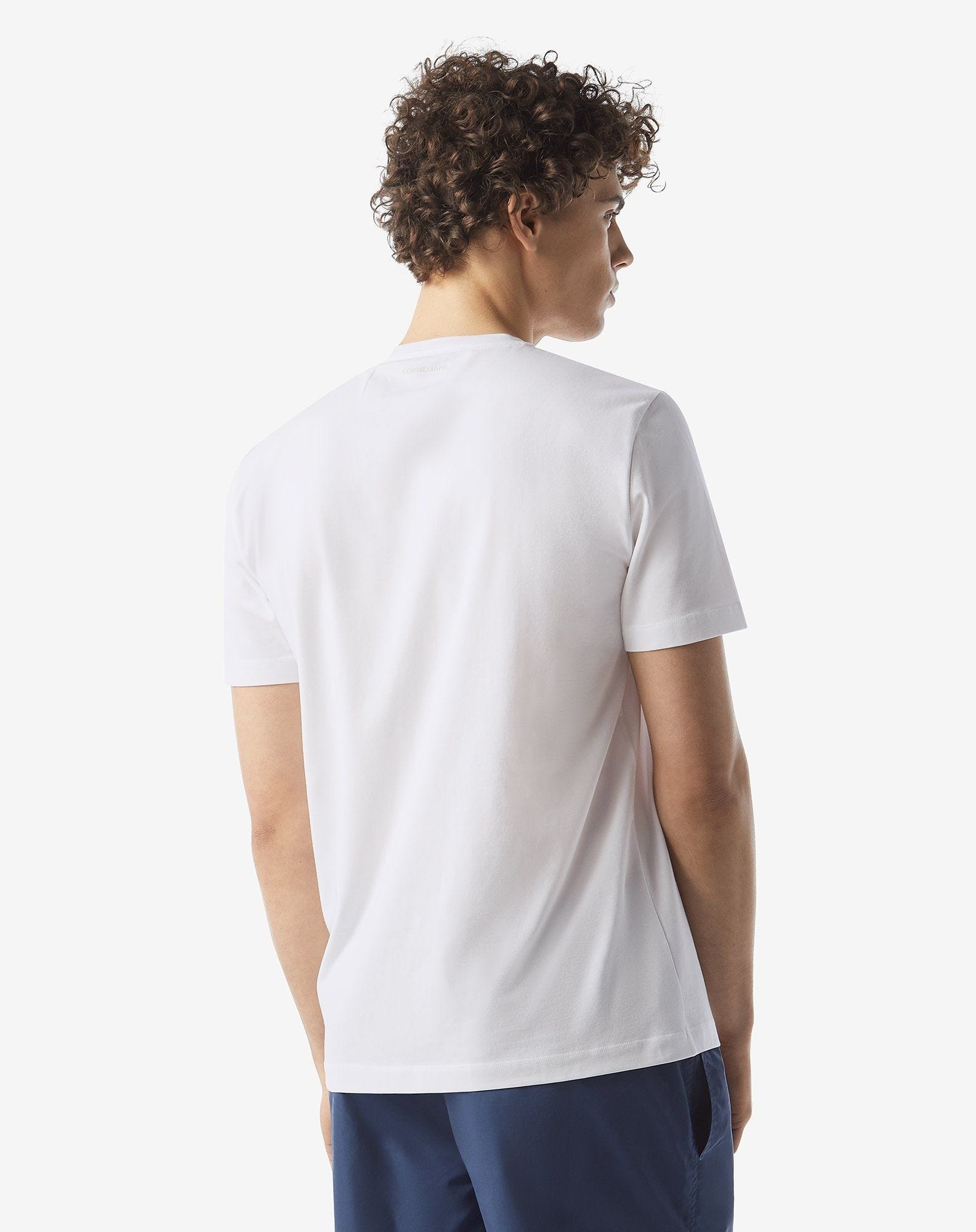 White crew neck stretch cotton jersey t-shirt - 3