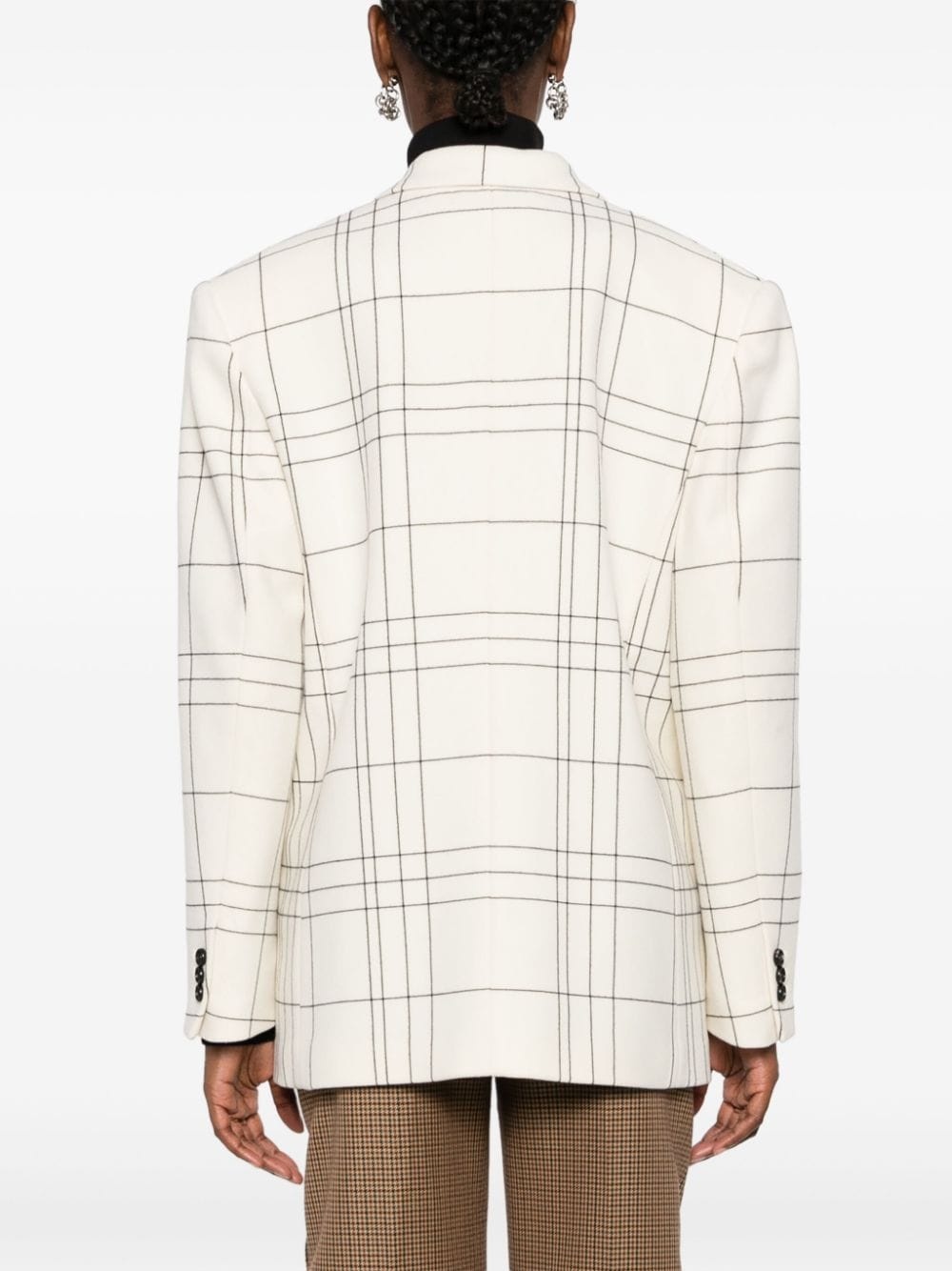 single-breasted checked blazer - 4