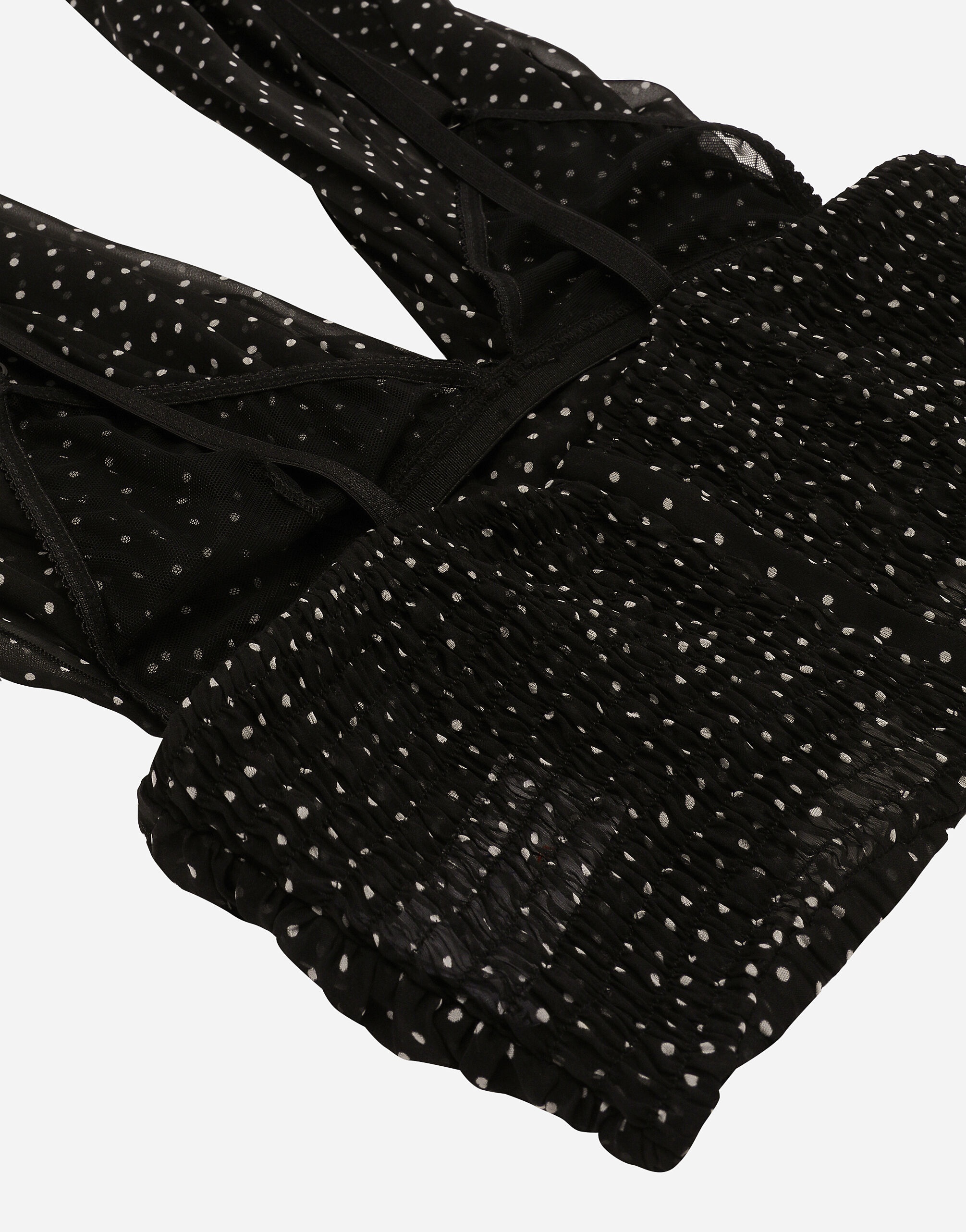 Chiffon top with polka-dot print and scarf detail - 9