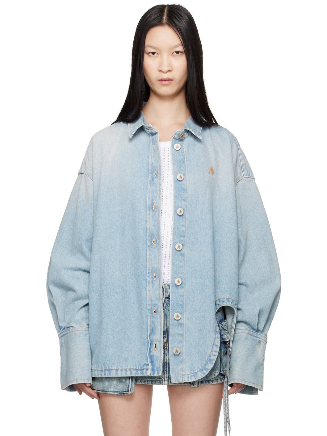 Blue Oversized Denim Shirt - 1