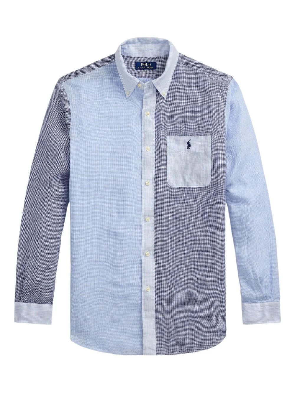 colour-blocked button-up shirt - 1