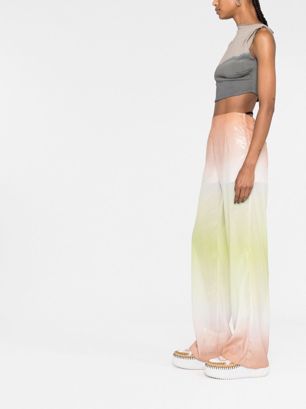 gradient-effect sequinned trousers - 4