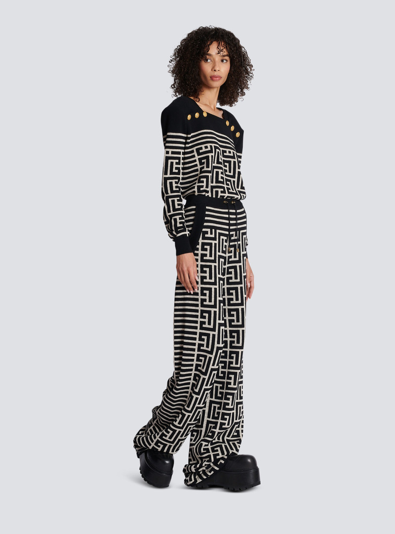 Monogrammed knit trousers 3