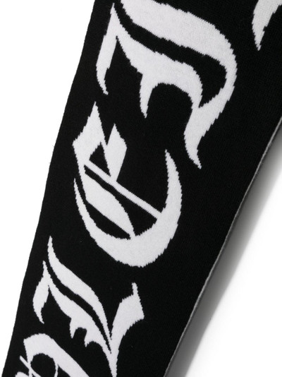 PHILIPP PLEIN Gothic Plein intarsia knit-logo scarf outlook