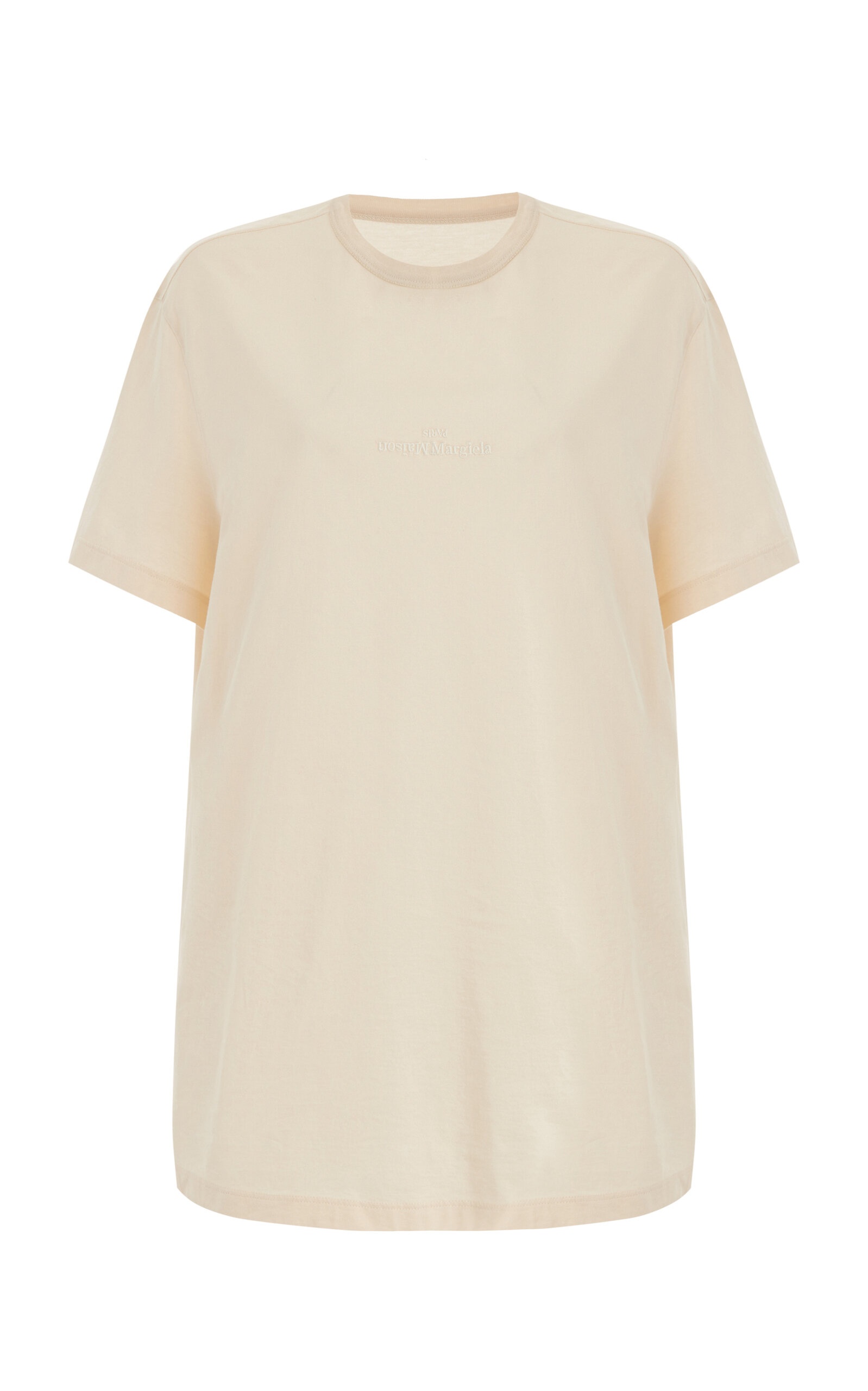Embroidered Cotton T-Shirt ivory - 1