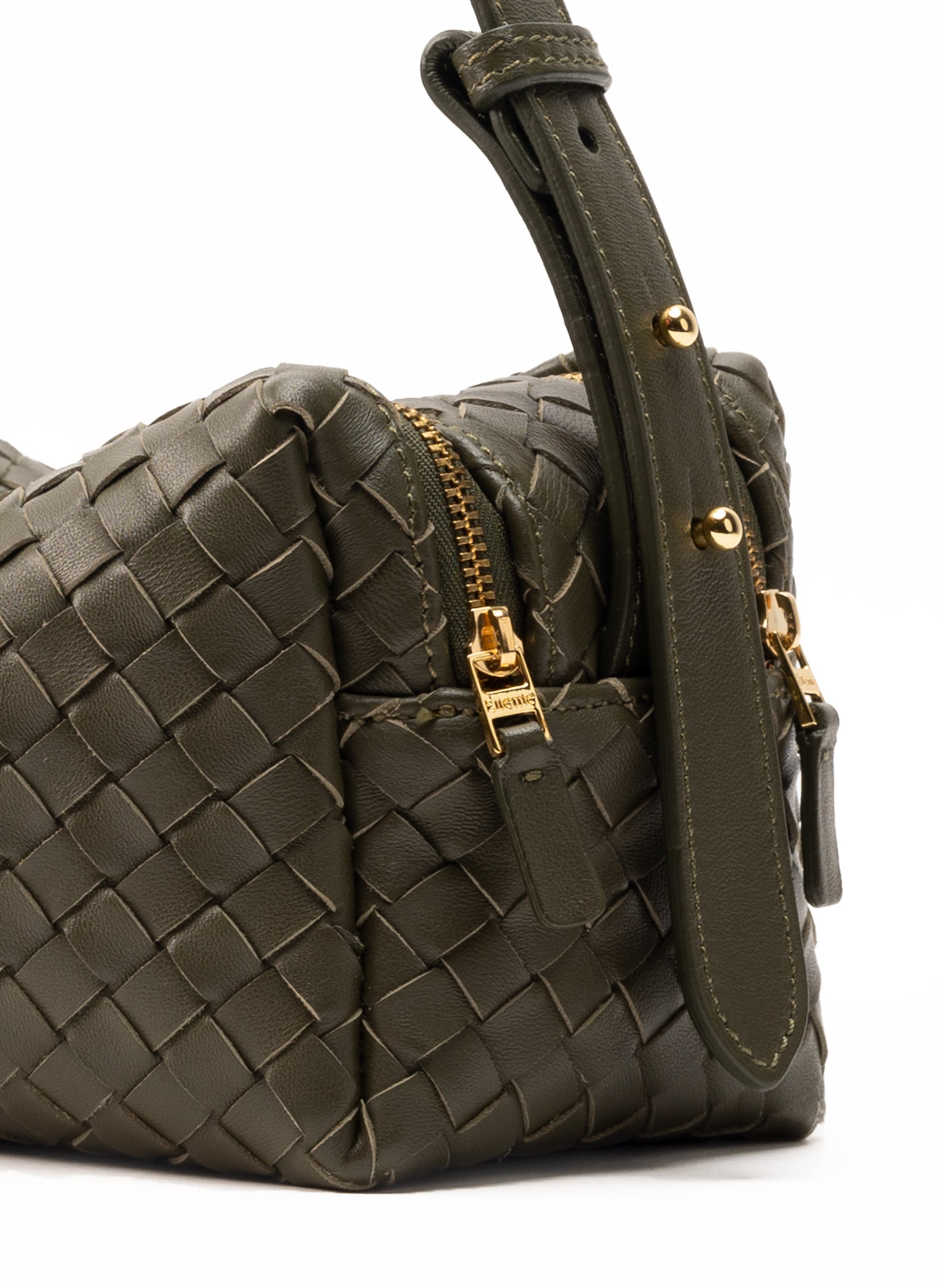 Trousse Woven Leather Olive Green - 5