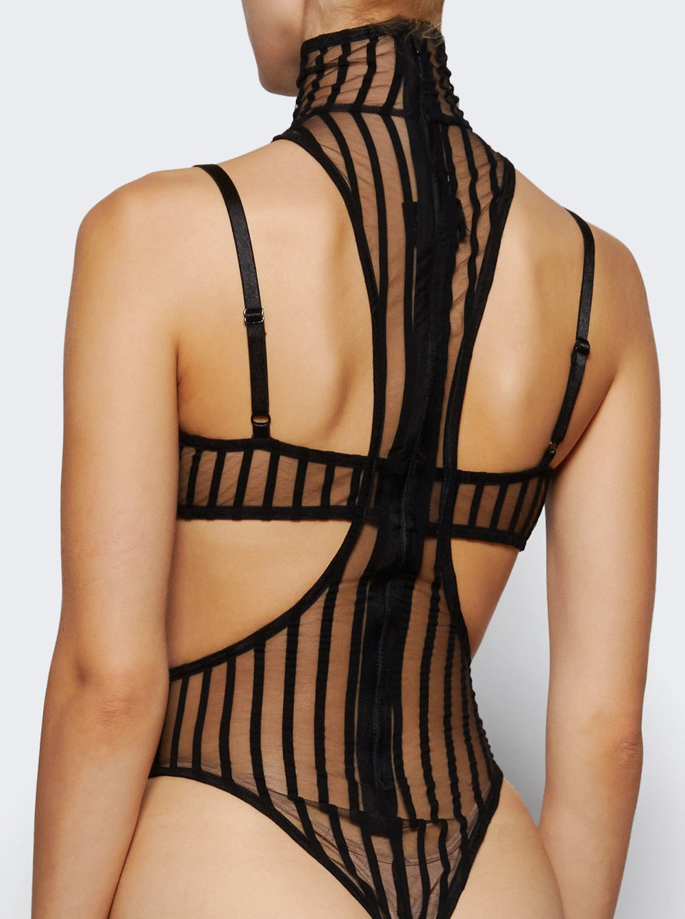 Cut-out Mock Neck Bodysuit Black - 4