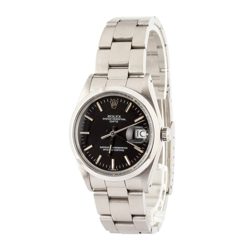 174916 Pre-owned Rolex Date 15000 Black Dial - 3
