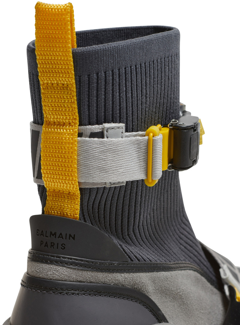 B-Bold knit and suede high-top trainers with strap 7