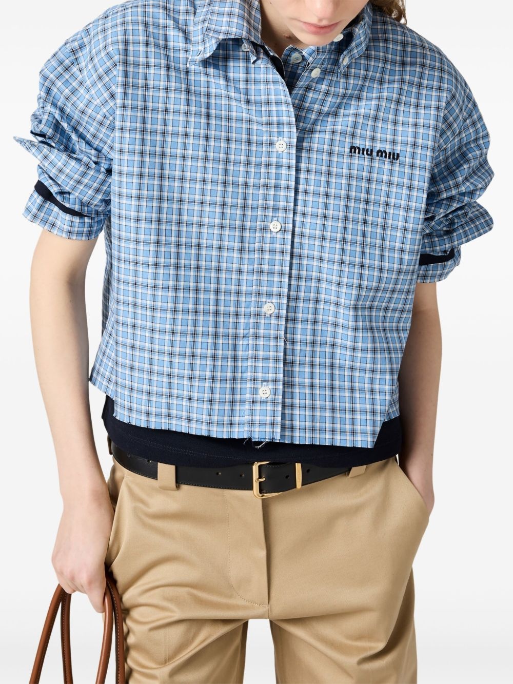 checked poplin shirt - 4