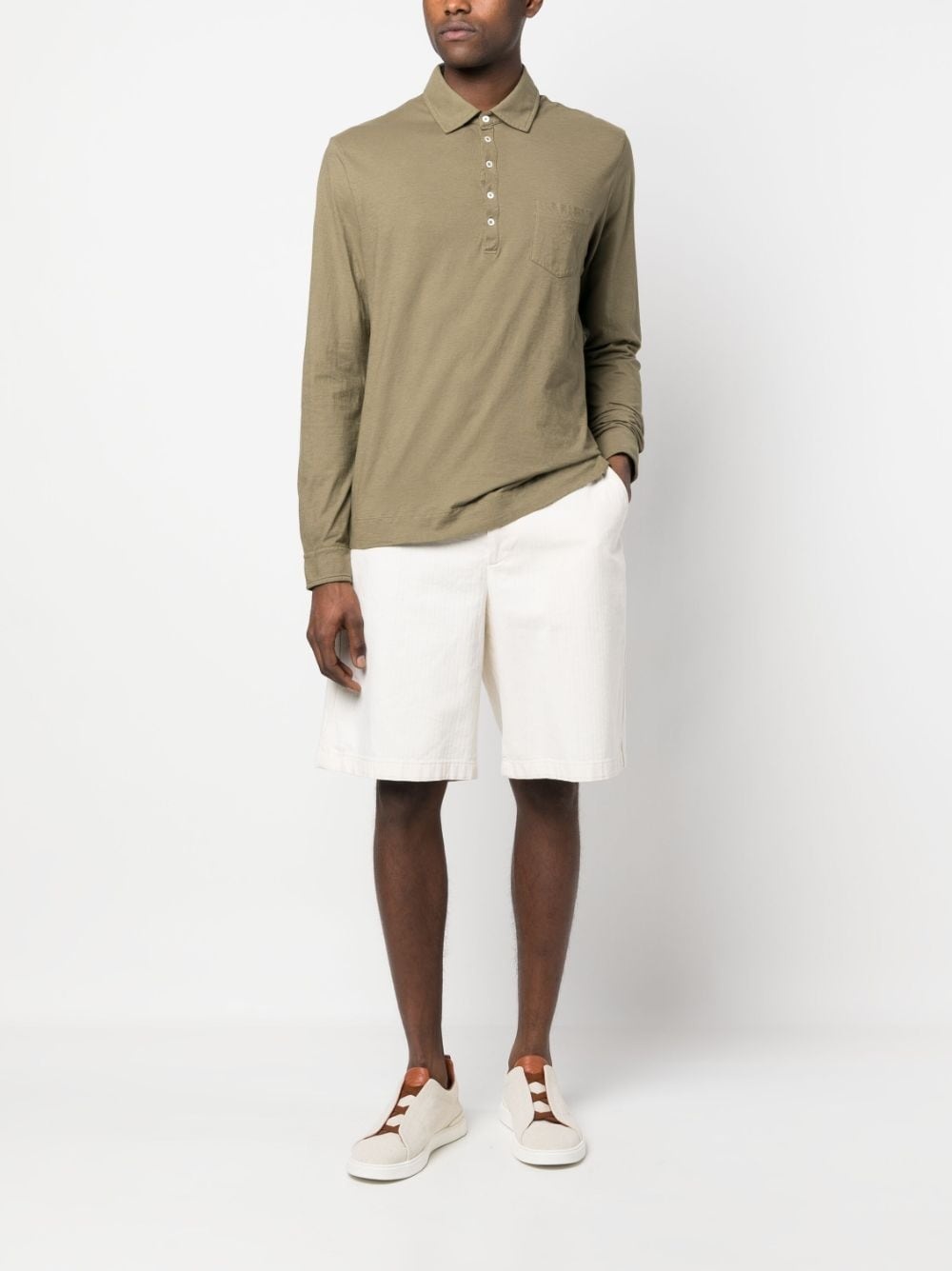 long-sleeve cotton polo shirt - 2