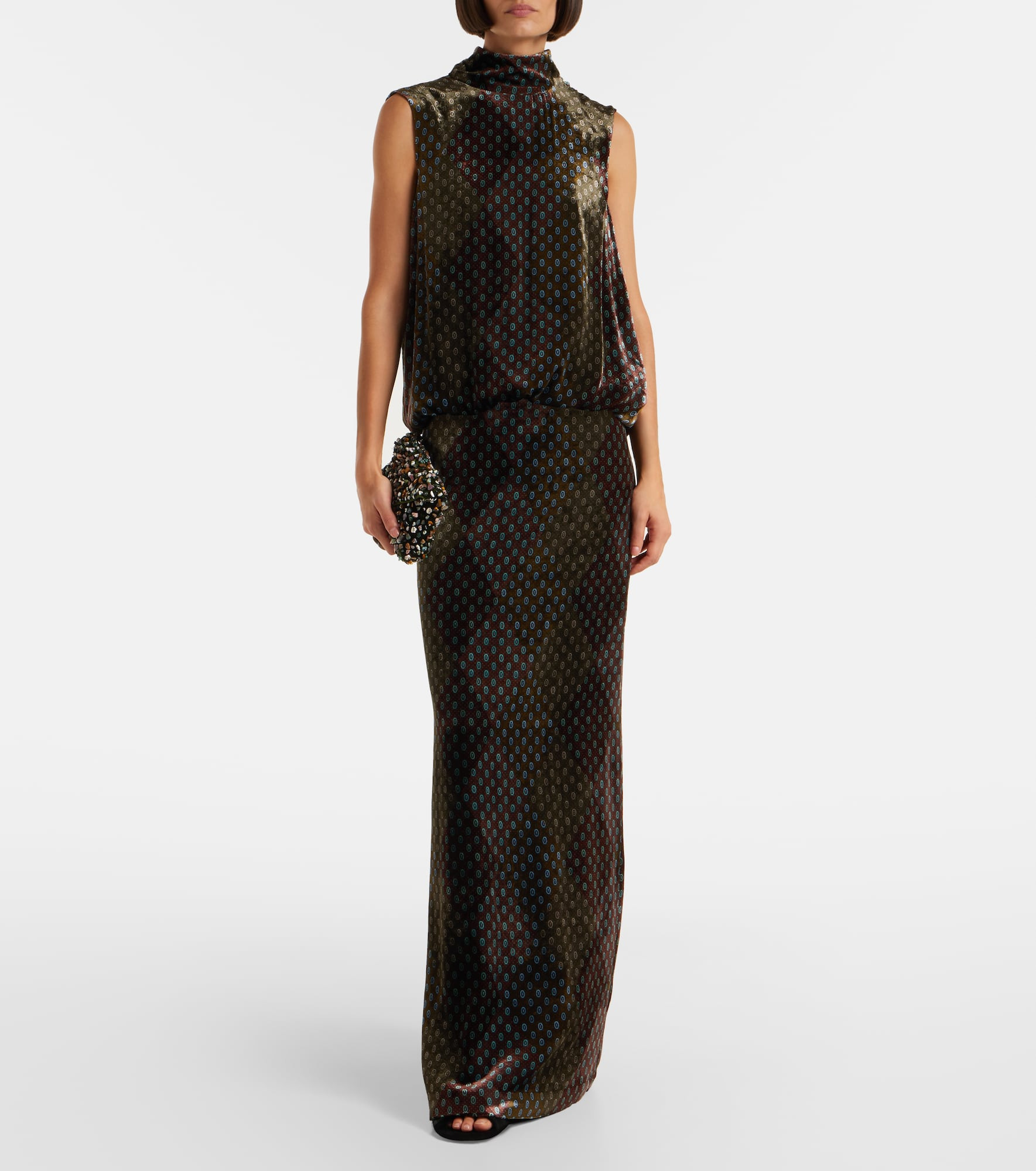 Printed satin maxi dress - 2