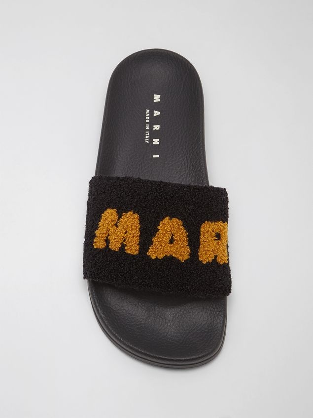RUBBER SANDAL WITH BLACK AND BROWN TERRY-CLOTH UPPER - 4
