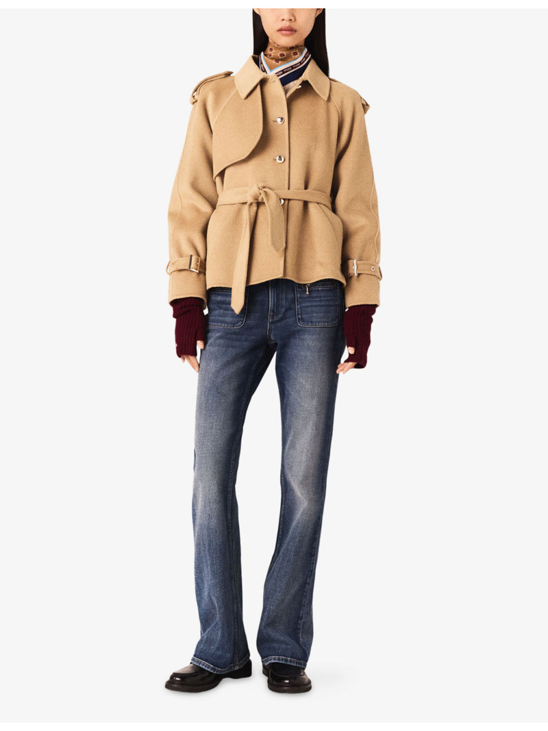 maje Double-Faced Belt-Tie Wool-Blend Jacket outlook