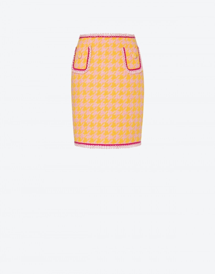 COTTON AND NYLON HOUNDSTOOTH SKIRT - 1