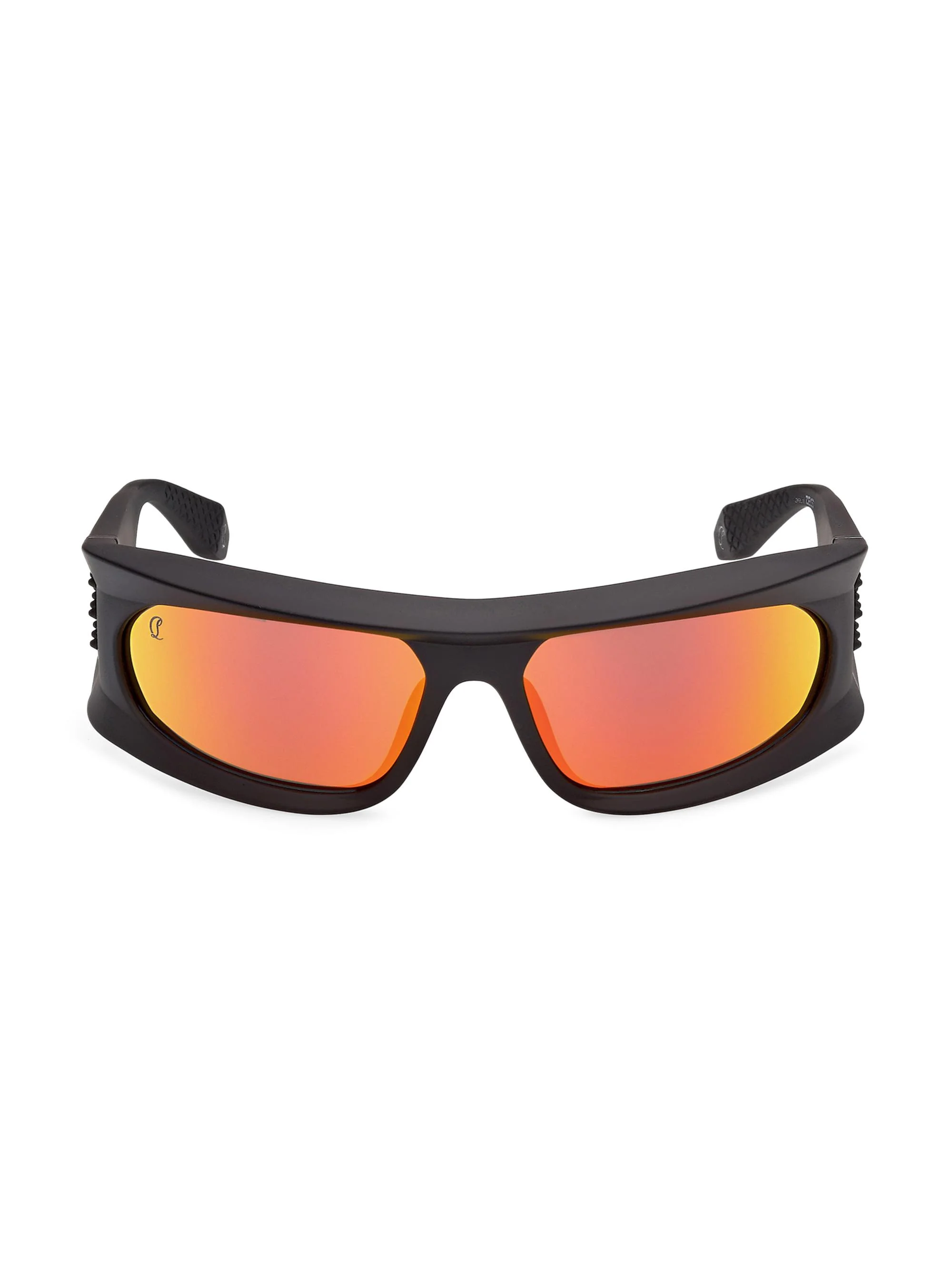 Men's 64MM Shield Sunglasses - Matte Black Flash Red - 1