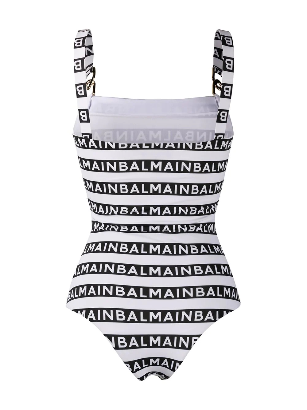 chain detail logo-print swimsuit - 2