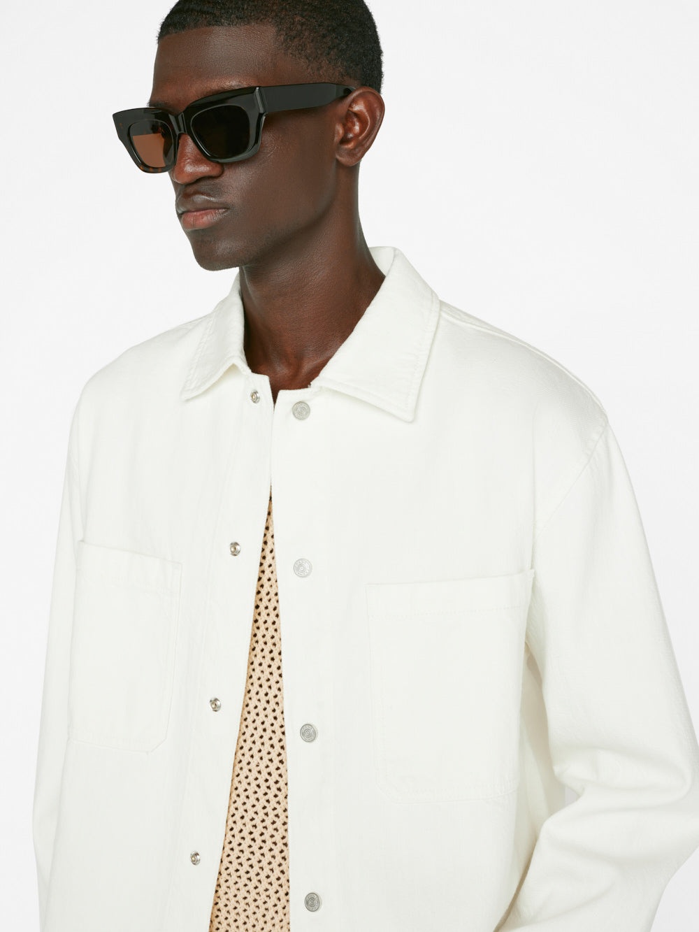 Relaxed Double Pocket Shirt in Off White - 5